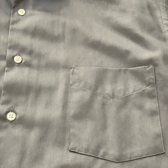 Van Heusen Men Regular Fit Long Sleeve Gray Dress Shirt Lux Sateen 17 1/2 34/35 - Picture 7 of 12